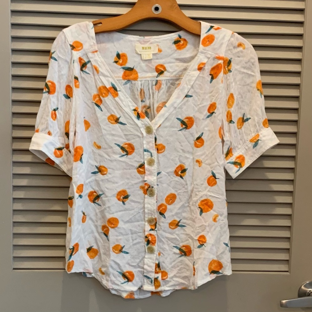 Maeve by Anthropologie Hansley Blouse in orange print size 4